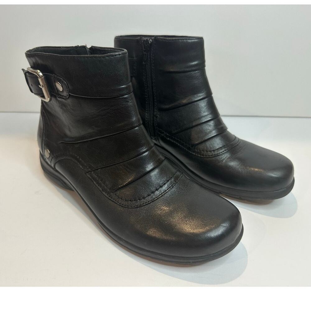 Clarks Bendables Christine Club Leather Ankle Boots Women’s 8M Black Comfort
